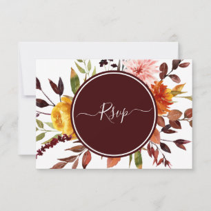Cartons Réponse Jardin d'automne Bourgogne Mariage d'aquarelle RSV