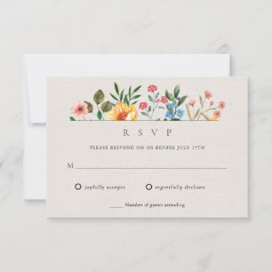Cartons Réponse Jardin de fleurs sauvages botanique mariage