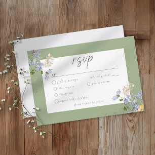 Cartons Réponse Jardin de fleurs sauvages sauge Mariage élégant