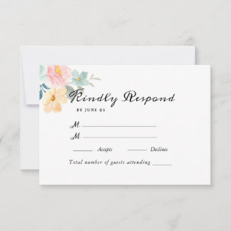 Cartons Réponse Jardin d'été Aquarelle Mariage floral