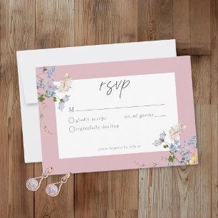 Cartons Réponse Jardin Élégant de Fleurs Sauvages Roses Mariage