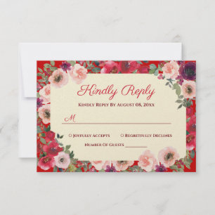Cartons Réponse Jardin fleuri rouge mariage chinois
