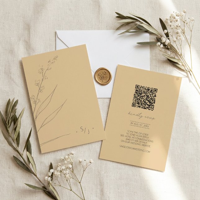 Cartons Réponse Jardin Lessivé au Soleil Mariage Code QR ID1283 (Créateur téléchargé)