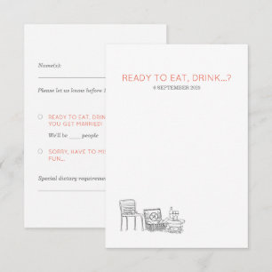 Cartons Réponse Jardin Pique-nique minimaliste Mariage noir et bla