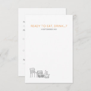 Cartons Réponse Jardin Pique-nique minimaliste Mariage noir et bla