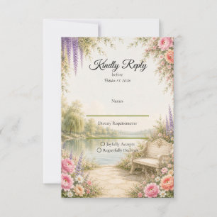Cartons Réponse Jardin Romantique au Bord du Lac pour un Mariage S