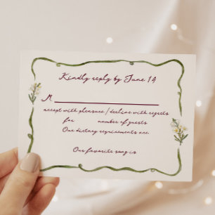 Cartons Réponse Jardin romantique toscan Mariage floral fantaisist