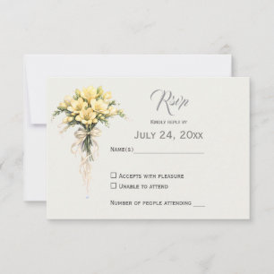 Cartons Réponse Jaune Canari Freesia Florale Romantique Mariage