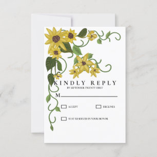 Cartons Réponse Jaune de Tournesol Floral Botanique Dessiné à la M
