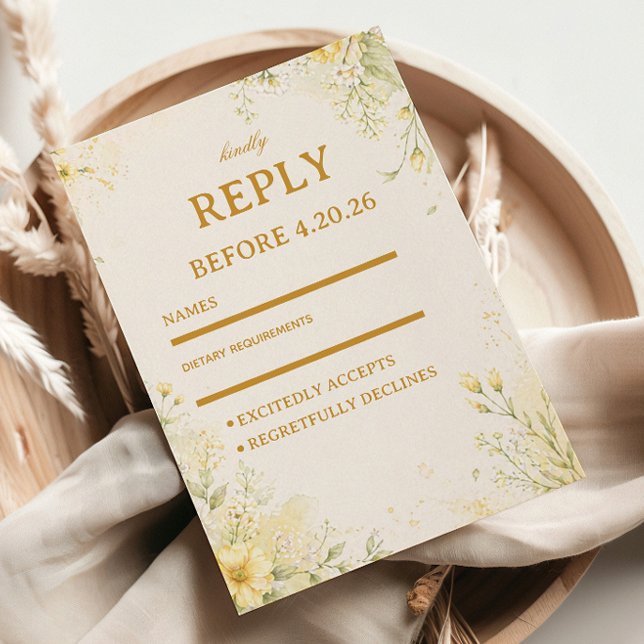 Cartons Réponse Jaune Floral Doux (Créateur téléchargé)