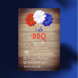 Cartons Réponse Je fais du BBQ Fleur patriotique