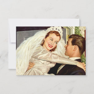 Cartons Réponse Jeunes mariés de mariage vintage, mariée et mari h