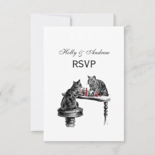 Cartons Réponse Jeux de société Deux chats jouant aux échecs Match