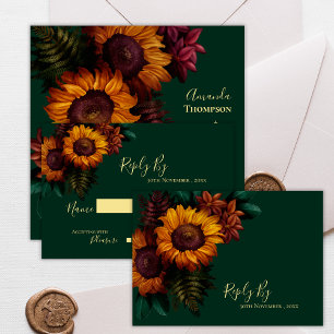 Cartons Réponse Joli Mariage de automne d'automne vert tournesol r