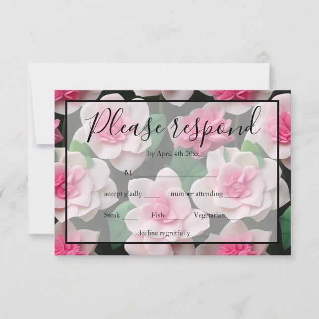 Cartons Réponse Joli motif fleuri rose boho (Devant)