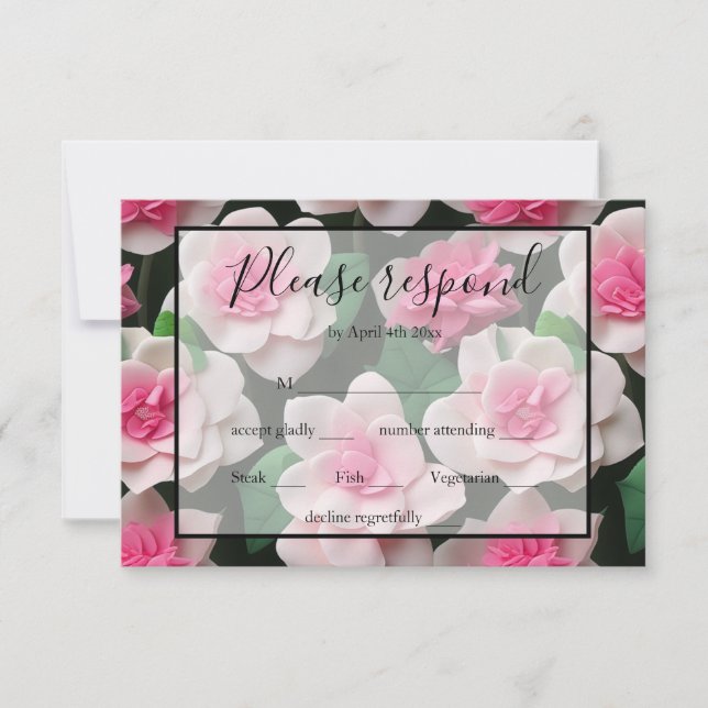 Cartons Réponse Joli motif fleuri rose boho (Devant)