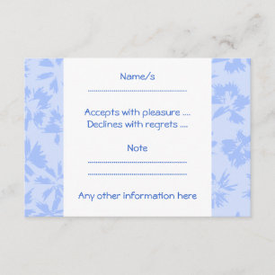 Cartons Réponse Joli motif floral bleu clair.
