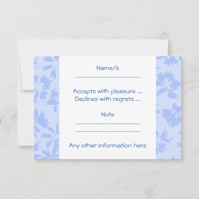 Cartons Réponse Joli motif floral bleu clair. (Devant)