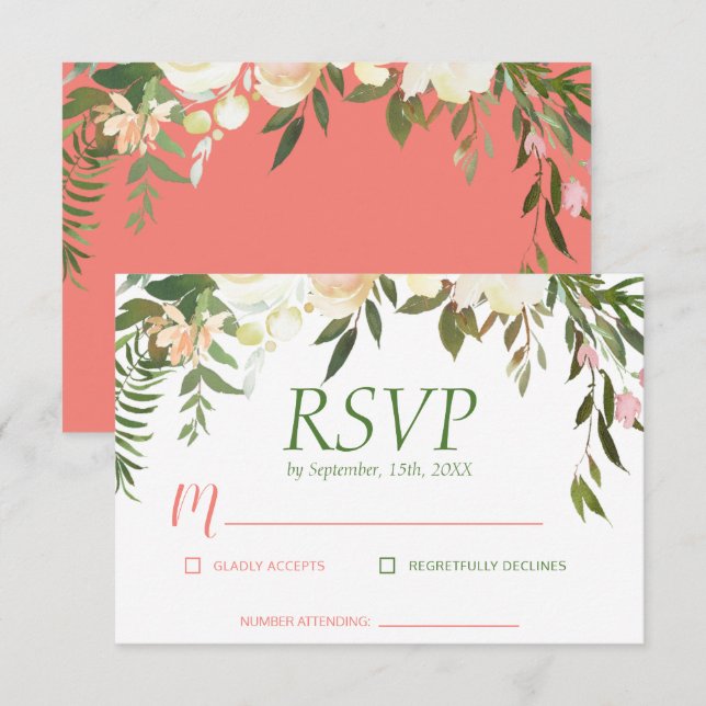 Cartons Réponse Jolie Boho Creme Rose Arch Mariage (Devant / Derrière)