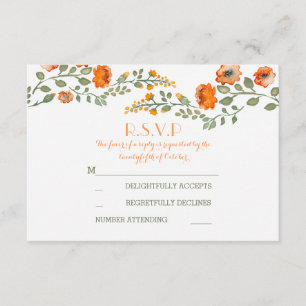 Cartons Réponse jolies fleurs aquarelle couleur de mariage peint c