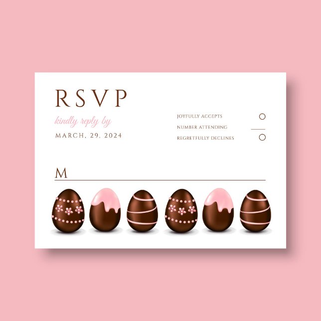 Cartons Réponse Jolis œufs roses fête de Pâques (Cute Pink Eggs Easter Party RSVP Card)