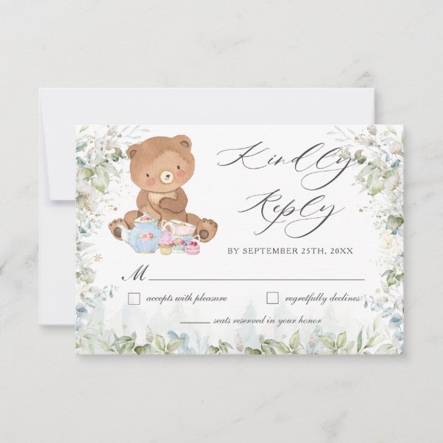 Cartons Réponse Jote Teddy Bear Chic High Tea Party Baby shower (Devant)
