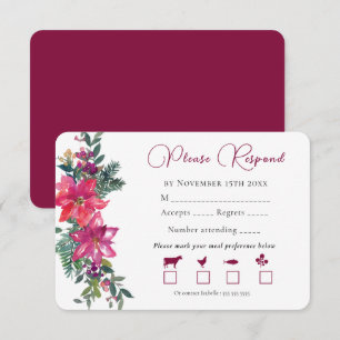Cartons Réponse Joyeusement Marié Noël Fleurs Roses
