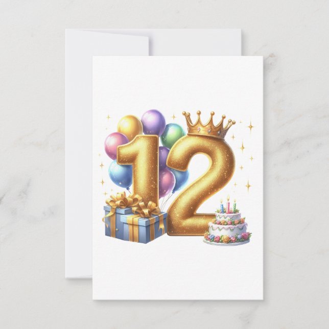 Cartons Réponse Joyeux 12e anniversaire (Devant)