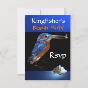 Cartons Réponse KINGFISHER BEACH PARTY Rsvp, noir, bleu