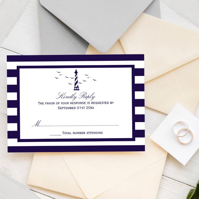 Cartons Réponse La collection de mariage phare nautique (Créateur téléchargé)