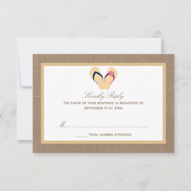 Cartons Réponse La collection de Mariages Flip Flop Sand Beach Bur (Devant)