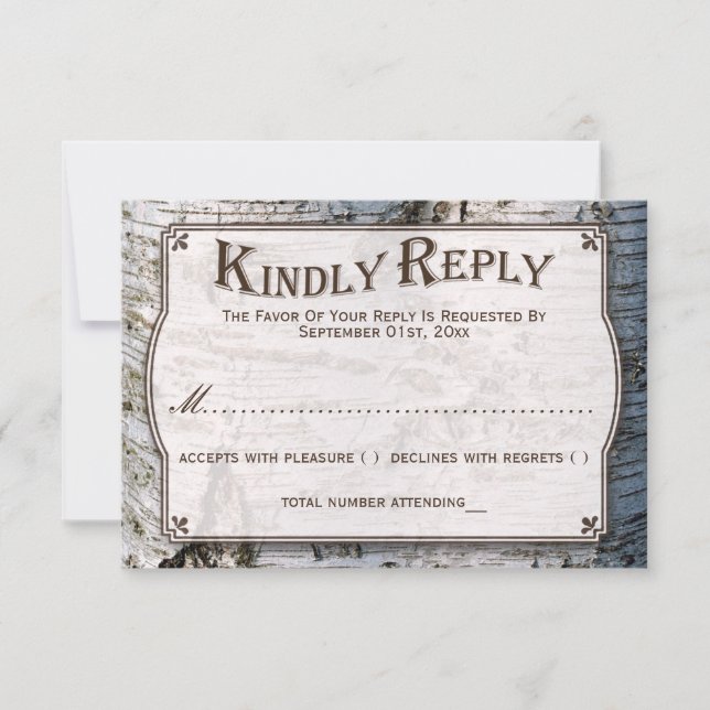 Cartons Réponse La collection de Mariages Rustic Silver Birch Tree (Devant)