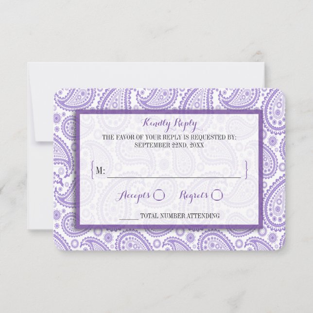 Cartons Réponse La collection Mariage moderne Paisley - Purple (Devant)