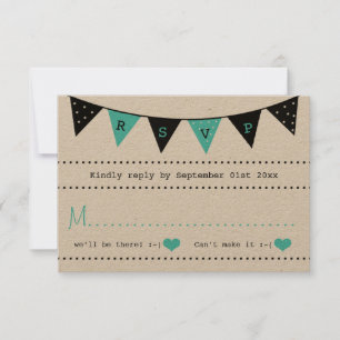 Cartons Réponse La collection moderne de Mariages Bunting Turquois