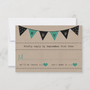 Cartons Réponse La collection moderne de Mariages Bunting Turquois