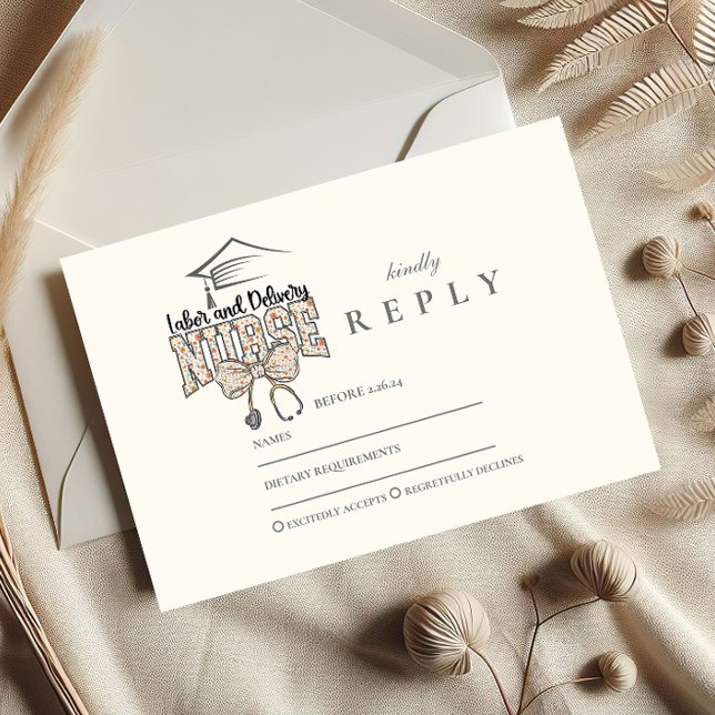 Cartons Réponse Labor and Delivery Nurse Graduation Party (Créateur téléchargé)