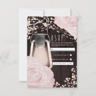 Cartons Réponse Lanterne Rustique Glow Bébé Roses Roses Mariage RS