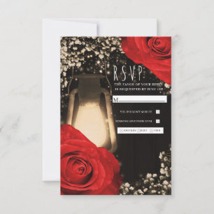 Cartons Réponse Lanterne Rustique Lumineuse Roses Rouge Clair Répo