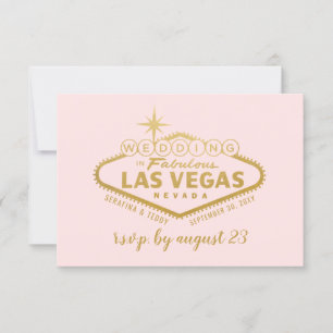 Cartons Réponse Las Vegas Mariage Elegant Rose Gold