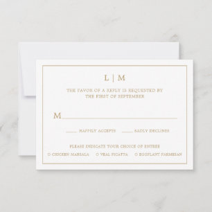 Cartons Réponse Lauren Gold Monogramme Mariage élégant