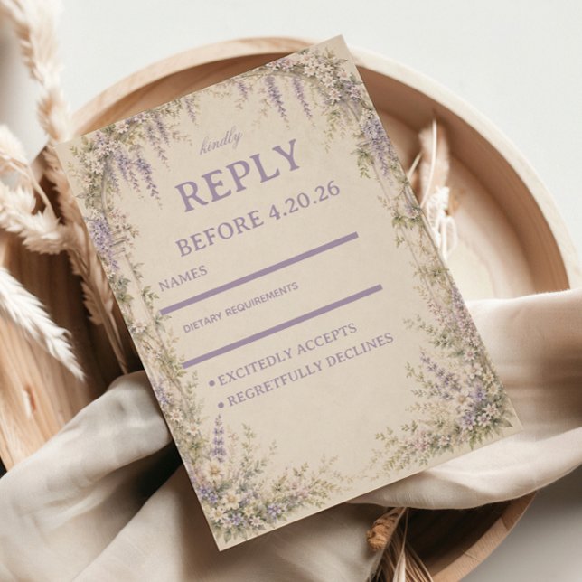 Cartons Réponse Lavande Botanique Vintage (Créateur téléchargé)