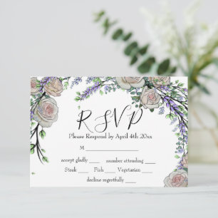Cartons Réponse Lavande Eucalyptus blanc roses verdure