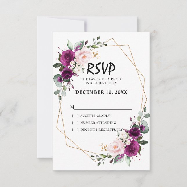 Cartons Réponse Lavande Plum violet Blush rose Floral géométrique (Devant)