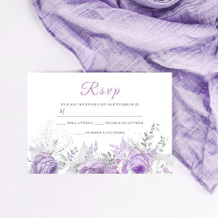 Cartons Réponse Lavande Purple Étincelle Florale Mariage Correspon