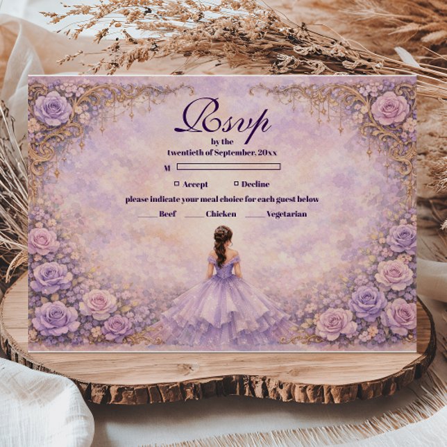 Cartons Réponse Lavande Rose Conte de Fées Quinceañera (Créateur téléchargé)