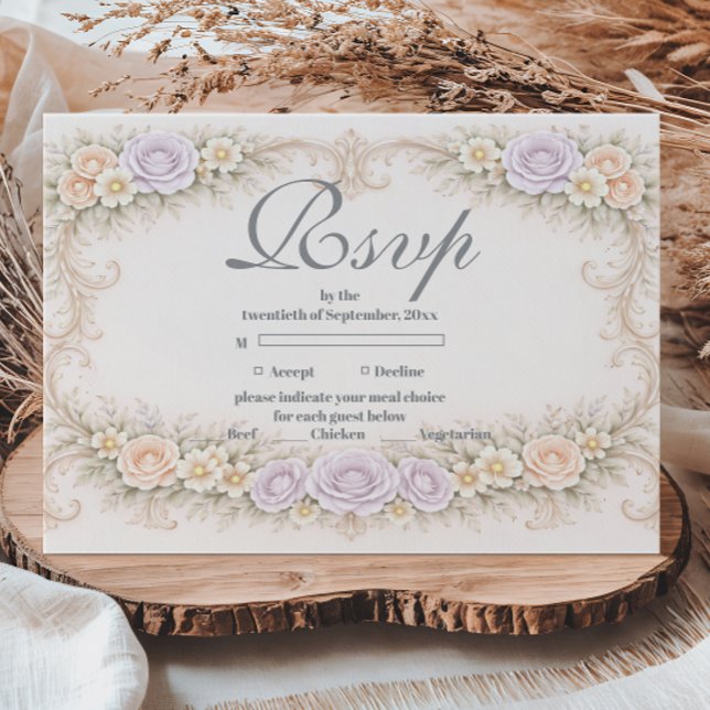 Cartons Réponse Lavender Blush Baroque Quinceañera (Créateur téléchargé)