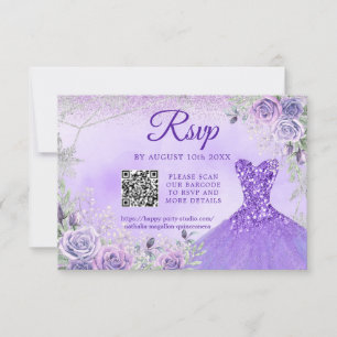 Cartons Réponse Lavender Snowflake Noël Quinceañera 15e QR
