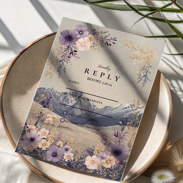 Cartons Réponse Lavender Wildflower Mountain Wedding (Créateur téléchargé)