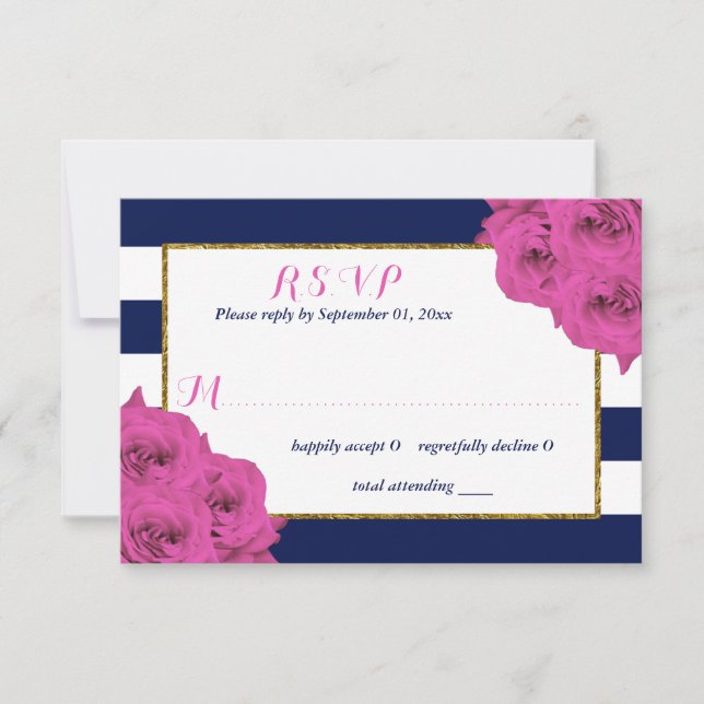 Cartons Réponse Le Chic Moderne Luxe Mariage Collection Rose Roses (Devant)
