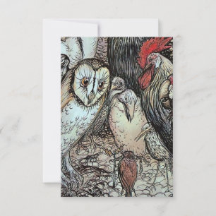 Cartons Réponse "Le hibou et les oiseaux" par Arthur Rackham